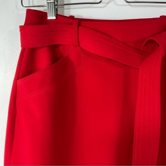 Banana Republic Skirt Red Side Slit Belted Midi Size 2 - Picture 5 of 13